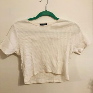 TopShop White Ribber Crop T Shirt Top